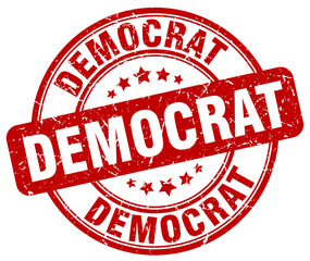 democrat red grunge round vintage rubber stamp