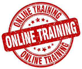 online training red grunge round vintage rubber stamp