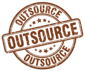 outsource brown grunge round vintage rubber stamp