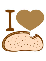 i love herz liebe abgebissen beißen stück abbeißen brot scheibe hunger toast lecker bäcker backen frühstück abendessen essen brotzeit clipart comic cartoon