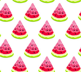 slices of watermelon on white background