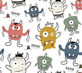 Fototapeta premium seamless pattern with monster . childish vector illustration.