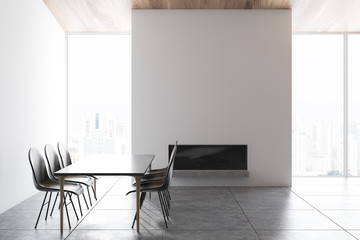 Dining room with fireplace