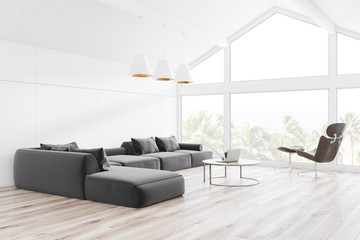 White attic living room corner