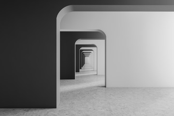 Empty gray and white corridor