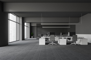 Gray open space office and meeting room