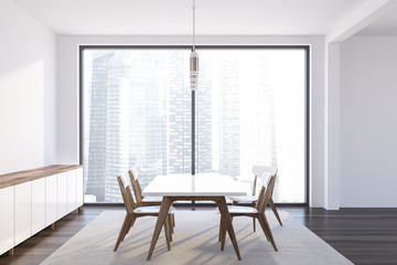 White stylish dining room interior