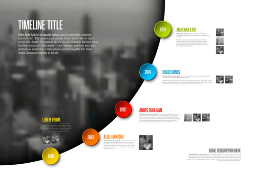 Timeline Buttons on Photo Arc Infographic Layout