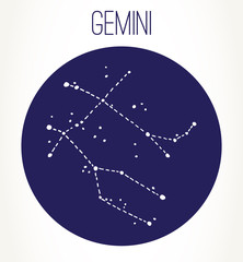 Gemini Zodiac sign hand drawn constellation