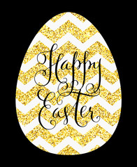 Happy Easter gold glitter greeting card