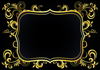 Ornamental doodle golden floral frame