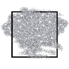 Silver glitter texture border isolated over white background
