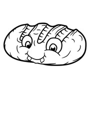gesicht lebendig glücklich laib brot scheibe hunger toast lecker bäcker backen frühstück abendessen essen brotzeit clipart comic cartoon