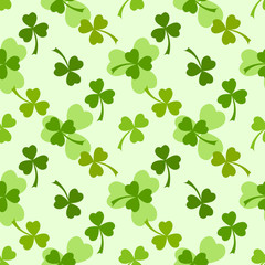 Green clover leaves seamless pattern