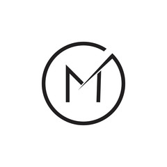 letter m simple circle logo vector