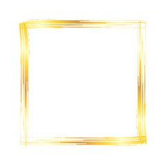Square golden paint strokes frame over white