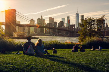 New York City, USA- September-28-2017, Brooklyn bridge on a sunny day