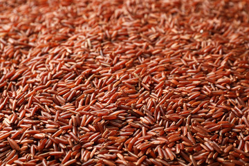 Raw brown rice as background, closeup view