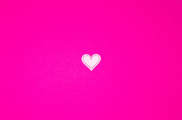 White wooden herart on the pink background. Valentines day collage