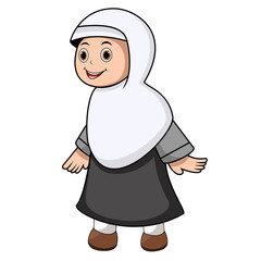 Illustration of Muslim Girl exspresion