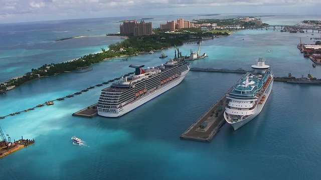 Aerial view Nassau Cruise Ship Terminal Bahamas
