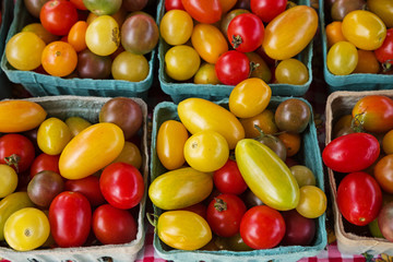 Fototapeta na wymiar Tomatoes For Sale At A Farmers Market