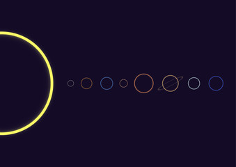 Concept Neon Solar System star Galaxy minimalism have sun,moon,earth,mercury,venus,mars,jupiter,saturn,uranus,neptune design vector and illustration