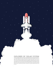 Concept Paper art Survey Rocket Solar System Star Galaxy Minimalism Design TextSpace Vector And Illustration