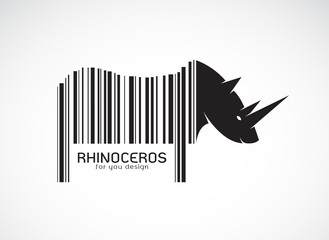 Vector of rhinoceros on the body is a barcode. Wild Animals. Rhino design. Easy editable layered vector illustration.