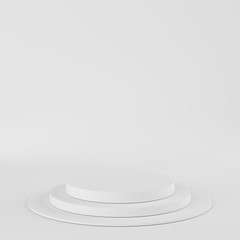 Abstract white background with geometric shape podium for product. minimal concept. 3d rendering