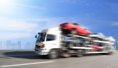 Obraz na płótnie Canvas Truck run on road, Drive on road, transportation logistic concept