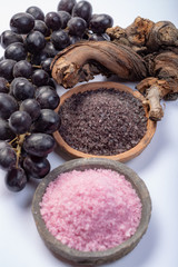 Obraz na płótnie Canvas Spa treatment and skin care with Malvasia vulcanic grape aromatic sea salt