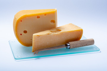 Assortment of traditional Dutch hard old cheeses made from cow milk