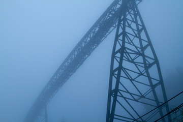 Iron bridge in fog