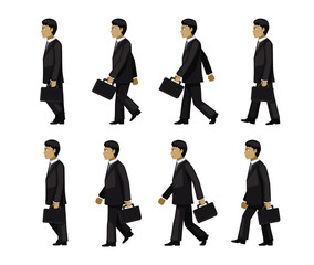 Manga Businessman Walking to Work Cartoon Vector Illustration
