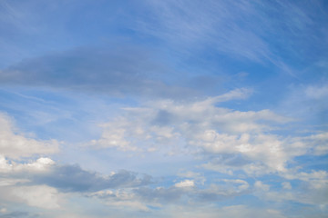 Blue sky with white clouds, clear blue sky with plain white cloud with space for text background