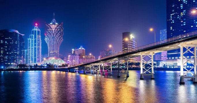 Timelapse of Macau city at night
