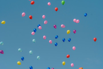 Rubber balloon with blue sky