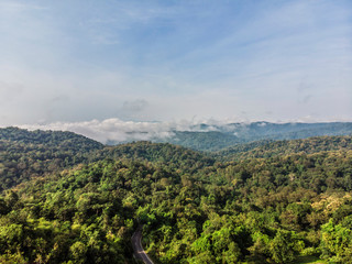 Landscape of Morning Mist with Mountain Layer at  north of Thailand