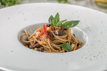 Spaghetti bolognese beef tomato sauce with vegetables