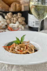 Spaghetti bolognese beef tomato sauce with vegetables