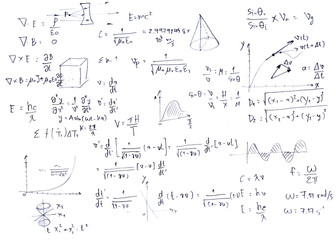 Close up mathematical equations on a sheet of paper