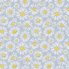 Daisy Seamless Pattern. floral Continuous Design for Background, Wallpaper, Wrapping Paper, and Textile.