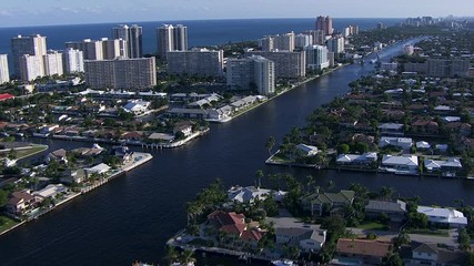 Aerial view Galt Mile bridge Broward County Florida