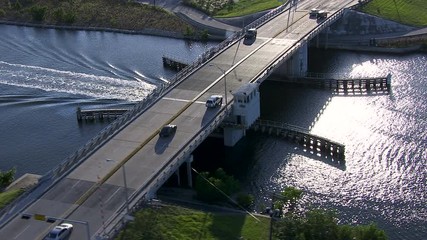 Aerial view Drawbridge Hollywood North Beach Florida USA