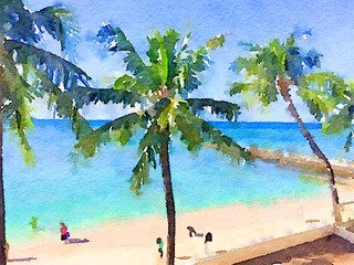  Watercolor Tropical Beach
