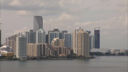 Aerial view Miami Skyscraper Financial Banking District Florida 