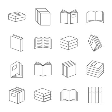 Books thin line icons vector. Book education signs, textbook literature linear symbols illustration