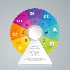 Infographics design vector and business icons with 7 options.