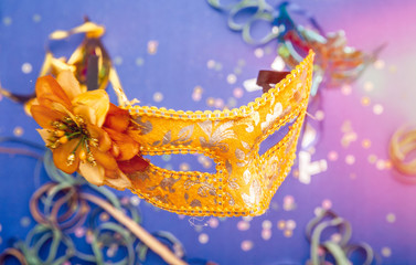 Brazilian Carnival concept. Carnival mask in illustrative background.